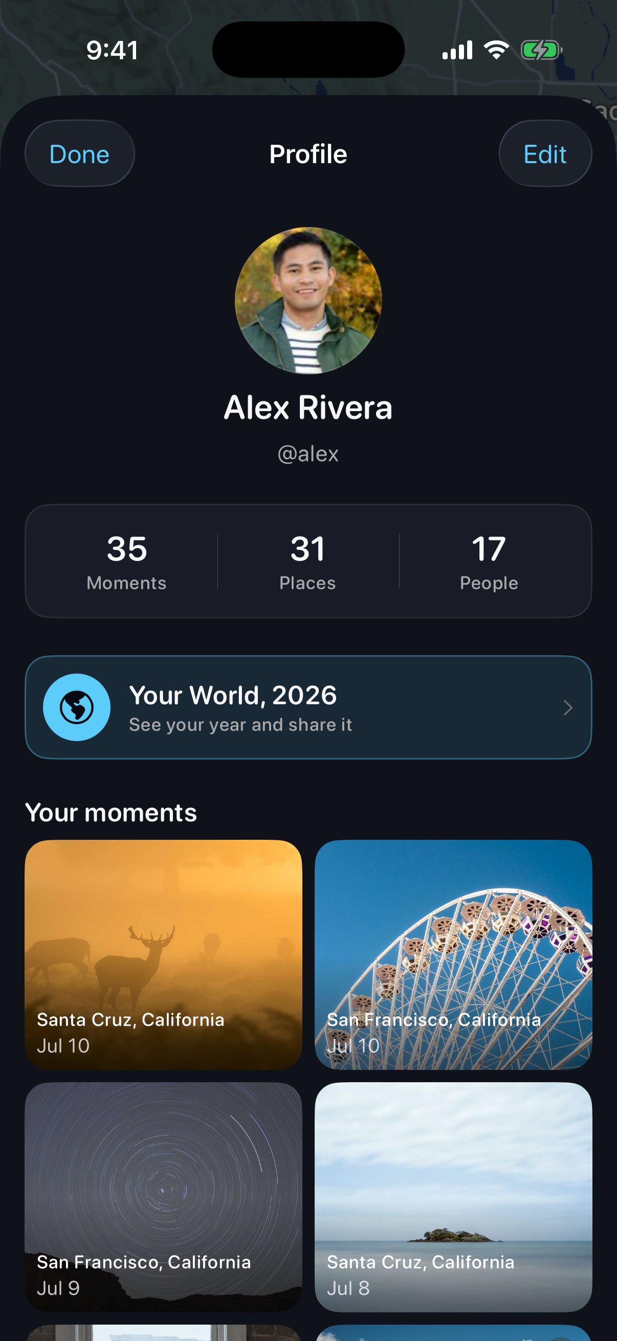 Your profile grid of memories